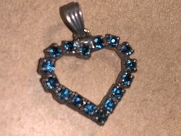Antiker  HERZ Anhänger mit blauemStrass