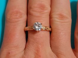 Ring mit Zirkonia, vergoldet 585, 2.6g, all size