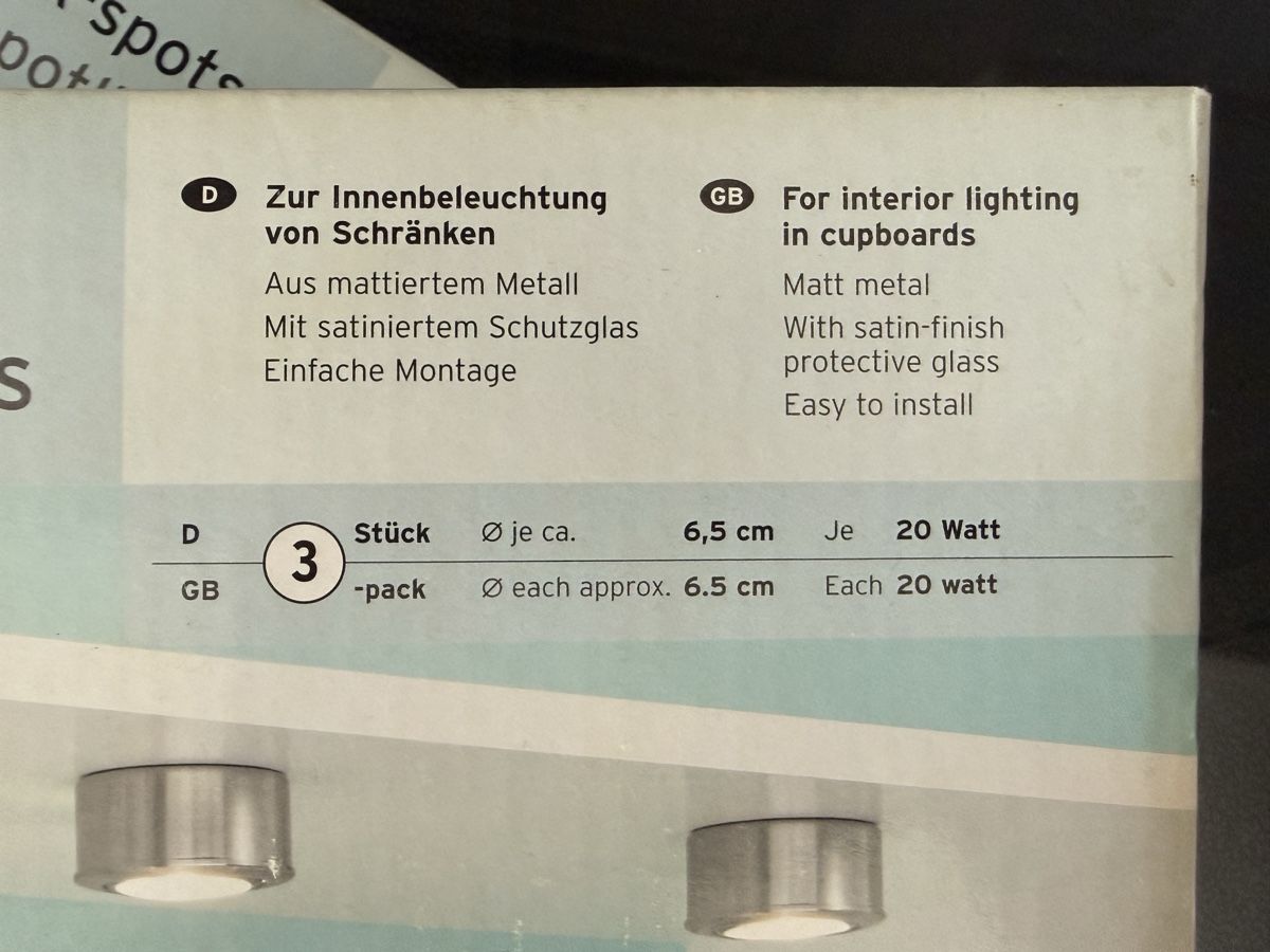 Lampade: 2x3 Kitchen Cabinet Spotlights - Matt Metal, Easy Install - – Nuovo e nell'imballaggio originale da Zürich venduto da DEGU 3