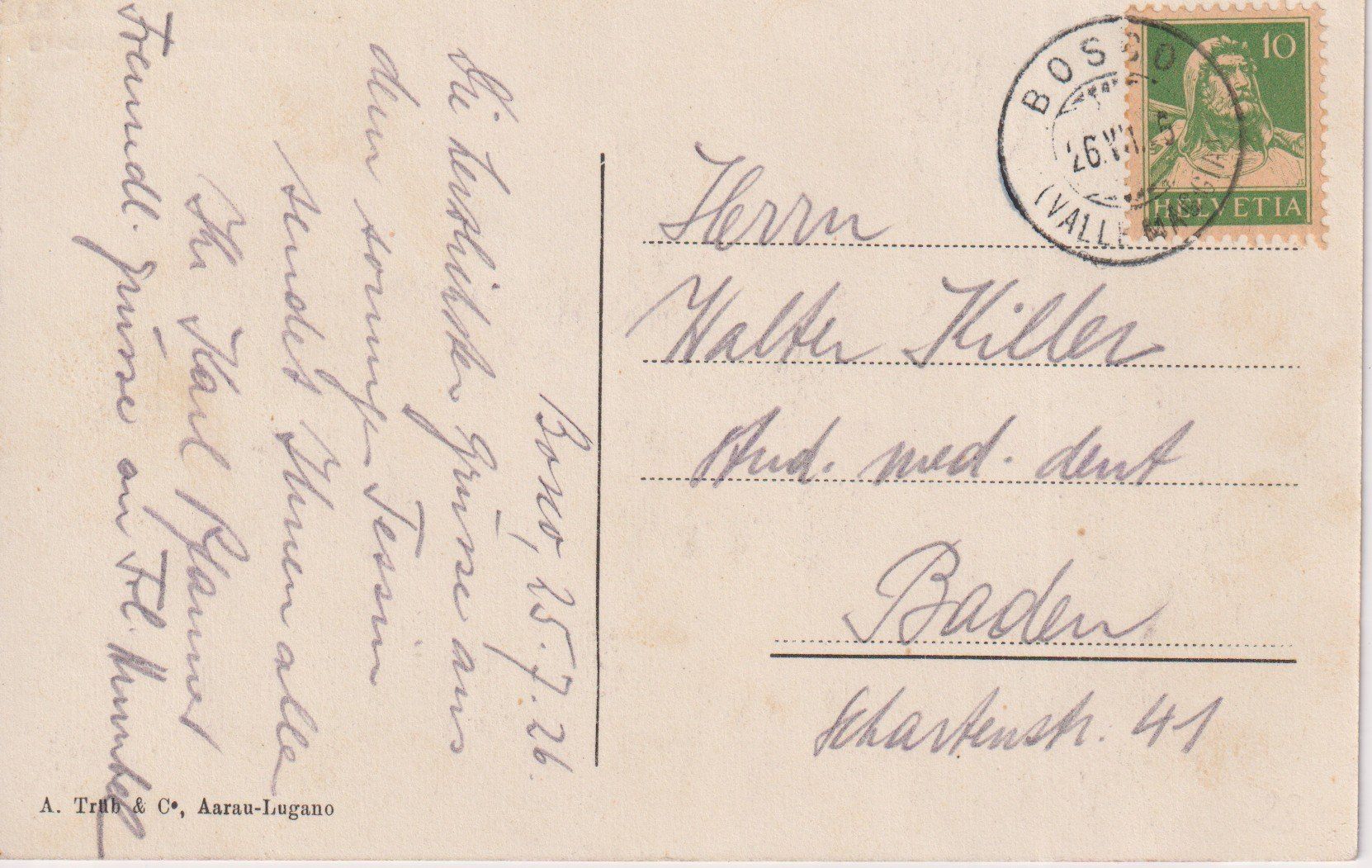 Cartoline postali: AK Bosco Gurin Mit Tal e Sonnenberg, 1926 RARA. – Usato da Riva San Vitale venduto da MAR-NAPO 1