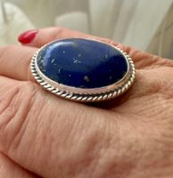 Neuer Ring 925 Silber mit natürlichen ovalen Lapis-Lazuli