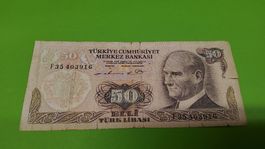 50 Türk Lirasi Banknote, Selten, Jahrgang unbekannt, Top!