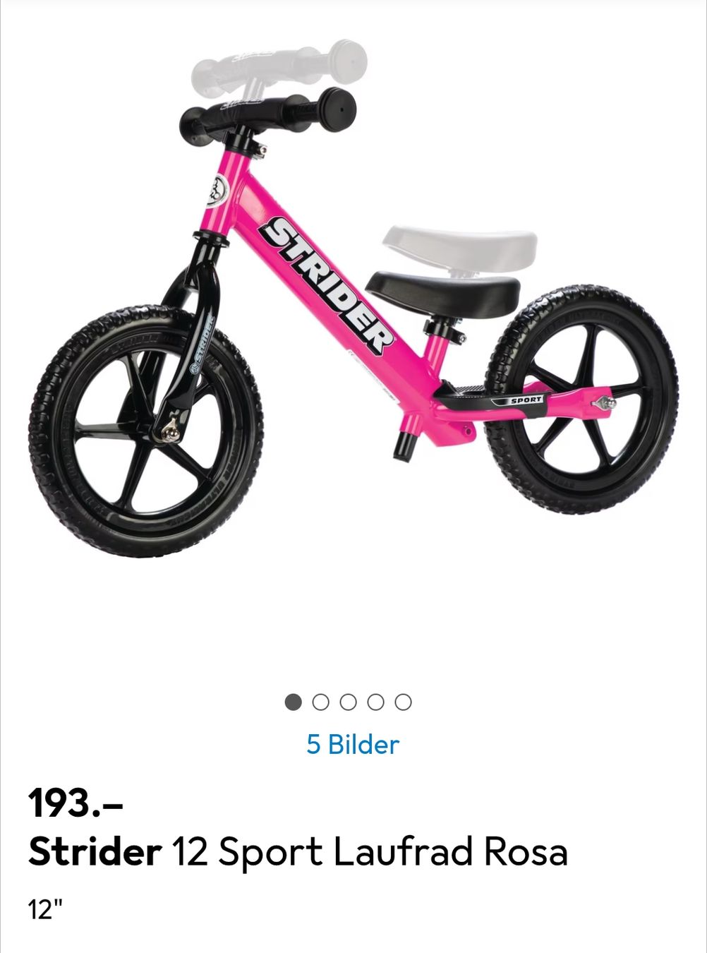 Veicoli per bambini: Strider 12 Sport Laufrad Rosa – Usato da Steinmaur venduto da Ottelo 5