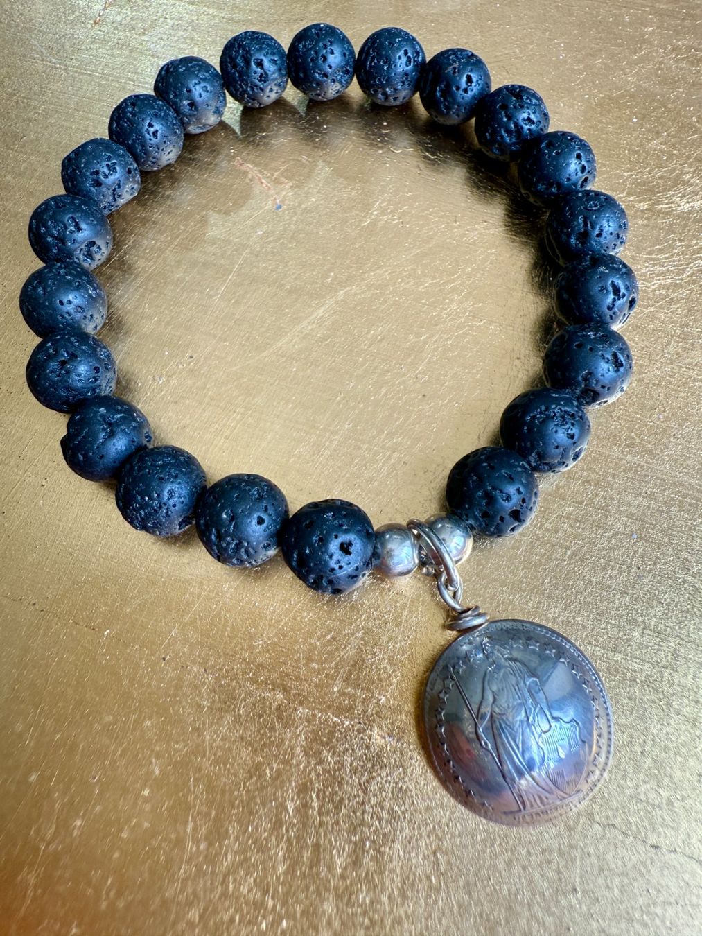 Armbänder & -reifen: Tolles Lavasteinarmband mit echter Schweizer Silbermünze – Neu (gemäss Beschreibung) aus Maienfeld von Cmicky 2