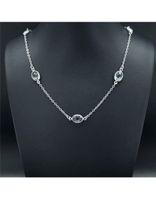 Damen Collier palladiniert mit weissen Kristallen 45cm Neu