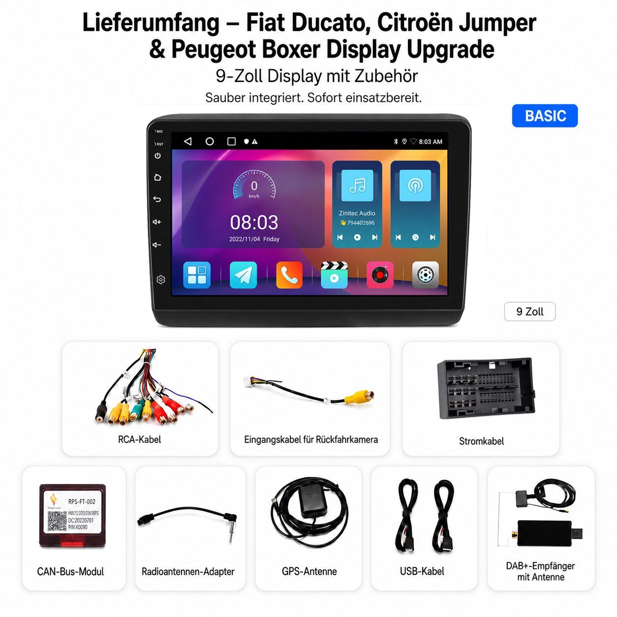 Navigatori: Fiat Ducato DAB+ Autoradio Boxer Jumper 2011-2021 Android – Nuovo e nell'imballaggio originale da Chiasso venduto da online.shop 9