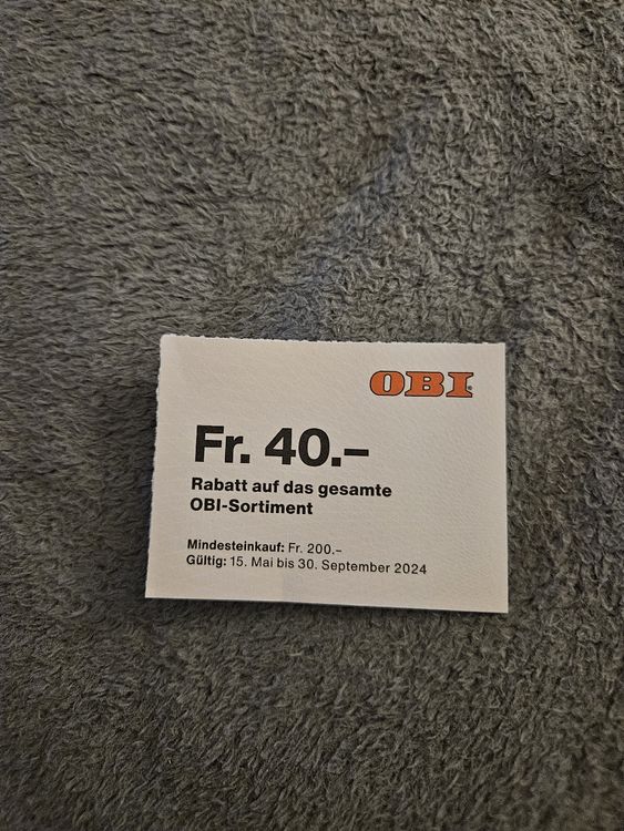 Fr. 40. Gutschein OBISortiment Kaufen auf Ricardo