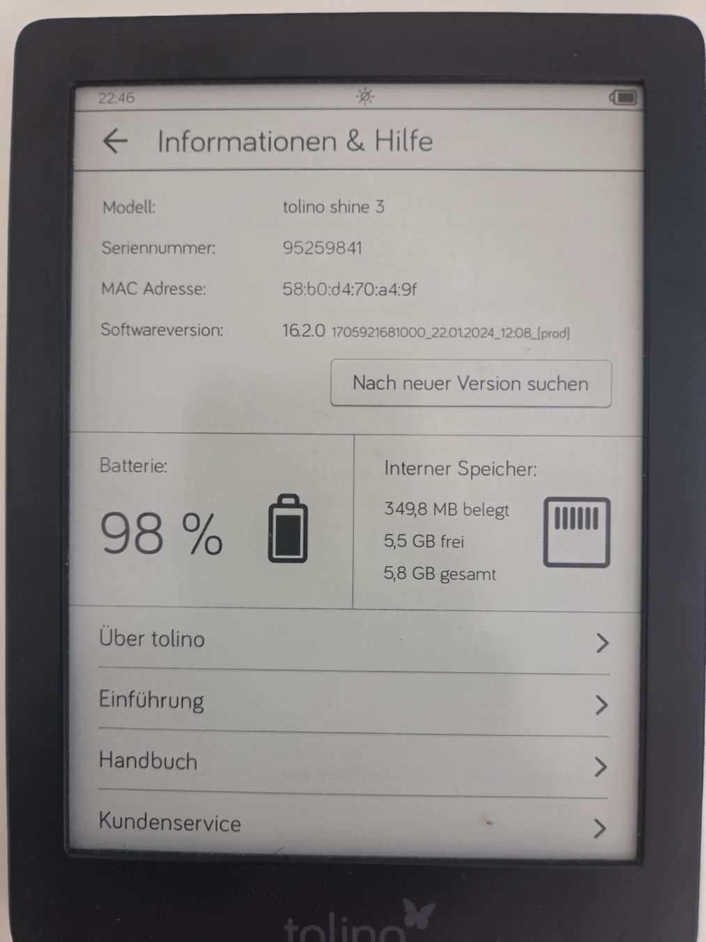 Tolino Tablet PC: tolino shine 3 E-Reader schwarz guter Zustand – Gebraucht aus Flawil von Hamdia12 2