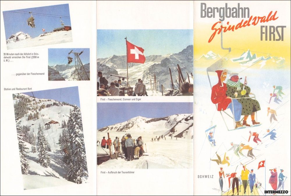 Grindelwald BE // Prospekt Bergbahn First // antiker Flyer | Kaufen auf ...