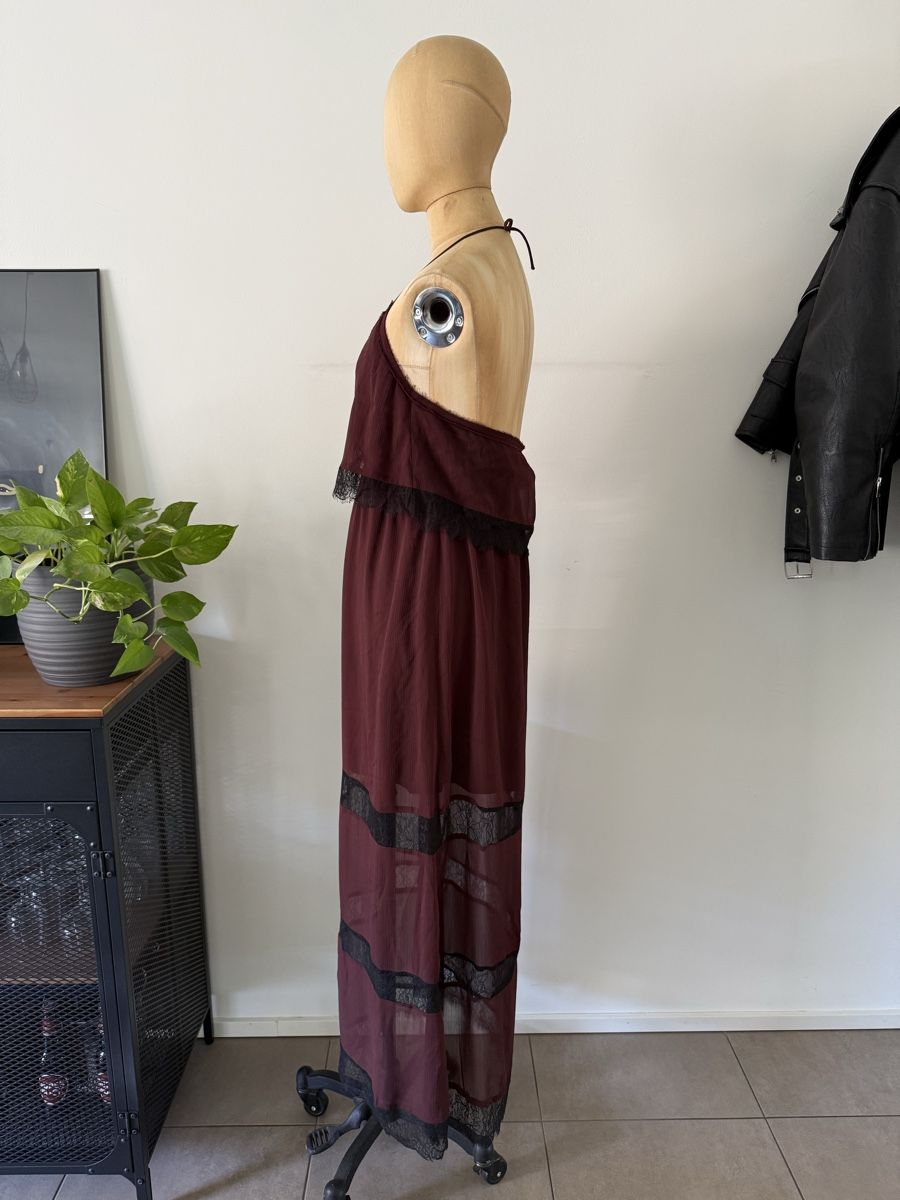 H&M Vestiti: H&M Langes Kleid Bordeaux Spitze elegant Chiffon, Gr. L – Usato da Lugano venduto da rebecca.wardrobe 5
