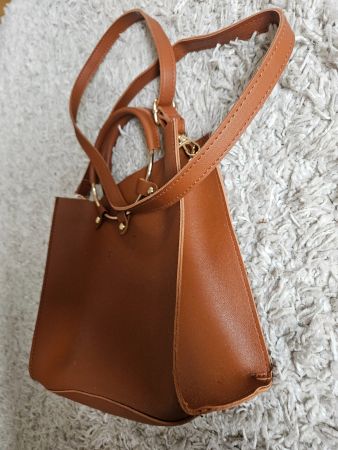 Tasche braun La redoute, runde Henkel und Trageriemen