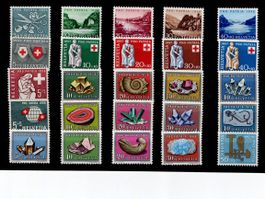Schweiz, Pro Patria 1956 bis 1960 ** auf Steckkarte