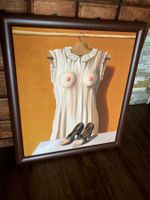 Ölgemälde surrealistisch Kleiderbügel mit Torso und Schuhe