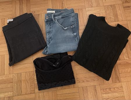 Lot de vêtements femme, jeans et pulls, état correct
