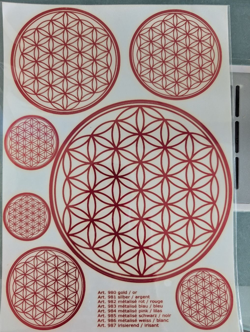 Sticker: Autocollants Fleur de Vie rouge – Usato da Lignières venduto da Sulyvan