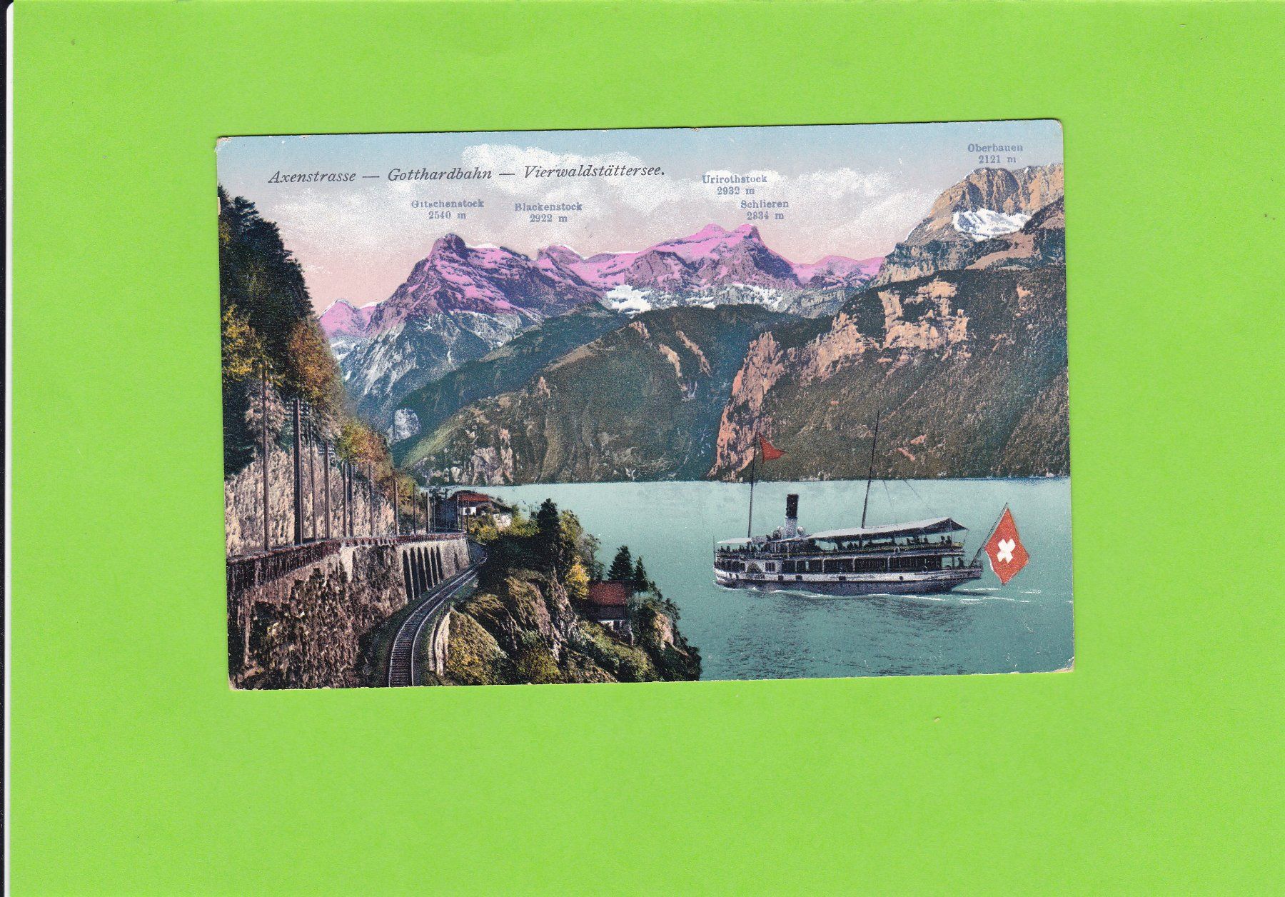 Cartoline postali: Axenstrasse-Gotthardbahn-Vierwaldstättersee – Usato da St. Peterzell venduto da neckertal