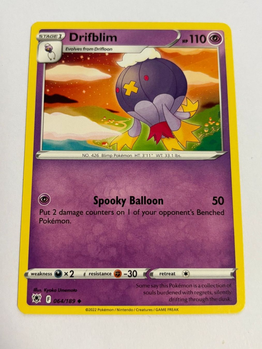 Pokémon Sammelbilder & Trading cards: Pokemon-Karte Drifblim 064/189 – Gebraucht aus Herisau von Seyashop1