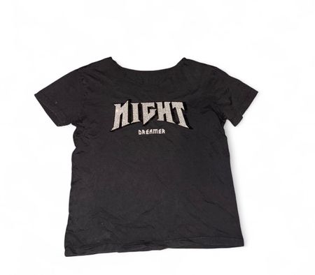 Schwarzes T-Shirt "NIGHT DREAMER" Gr. M, Strass-Applikation
