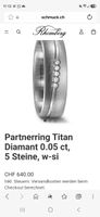 Rhomberg Partnerring Titan mit 5 Diamanten – Gr. 54