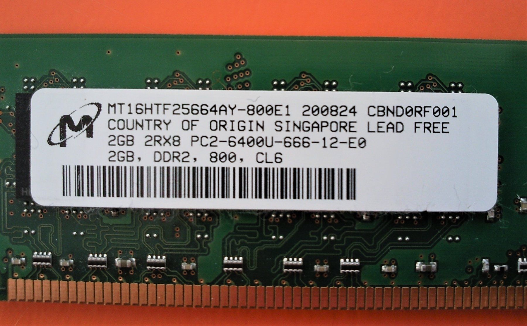 Memoria / RAM: 2 x MT16HTF25664AY-800E1 Micron 2GB DIMM – Usato da Berikon venduto da m1l3n 1