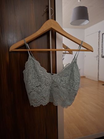 Zara Spitzen-Bralette / Crop Top Mintgrün / Hellblau – Gr. M