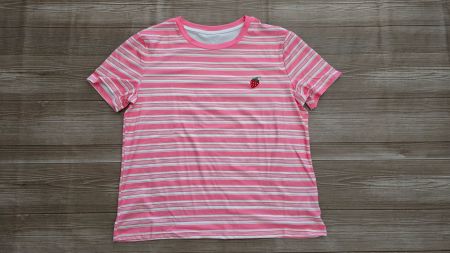 🆕 Rosa-Weiss Gestreiftes T-Shirt - S - mit Erdbeer-Motiv