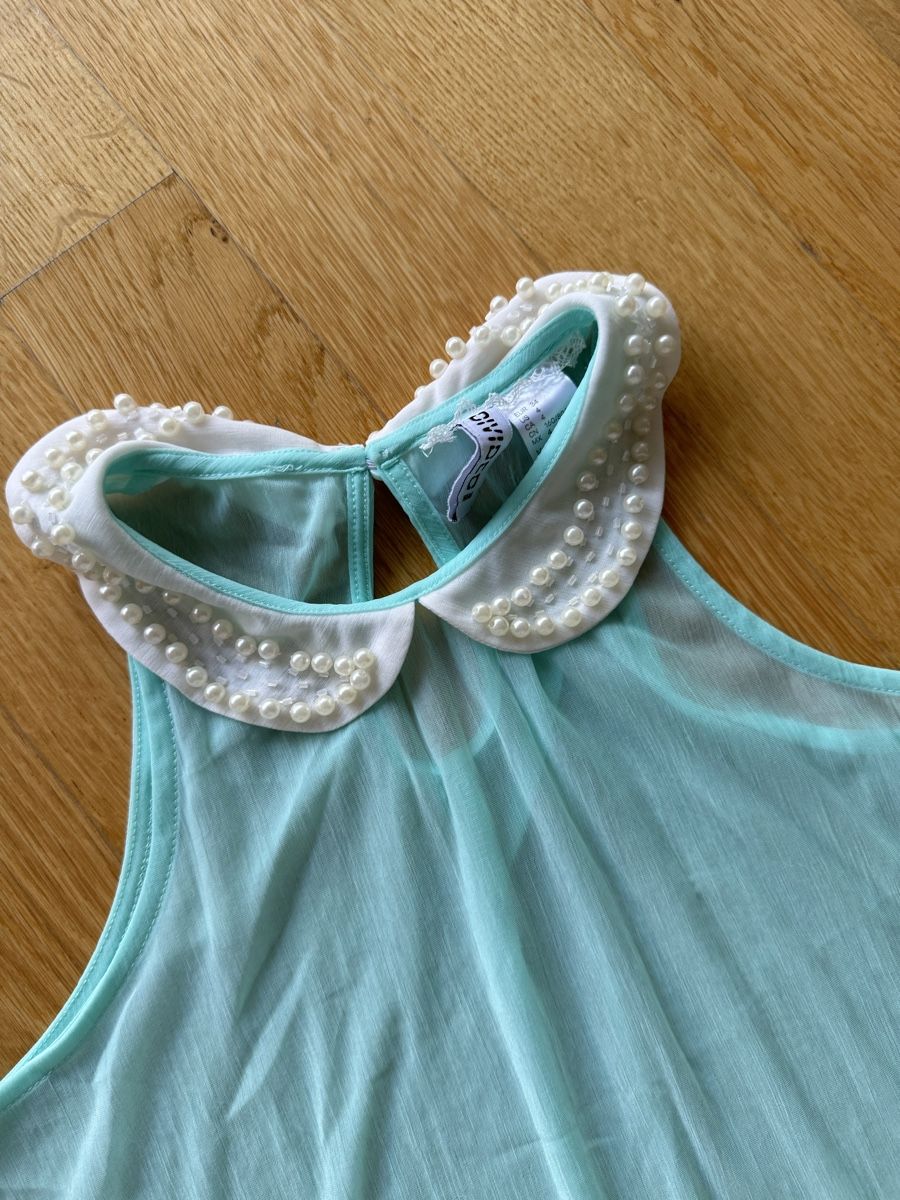 H&M Top: Mintfarbenes Sommertop Gr. 34 Perlenkragen – Usato da Davos Wolfgang venduto da glo_6dm2 1