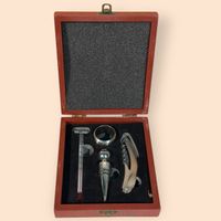 Wooden Wine Accessory Set - Corkscrew, Thermometer