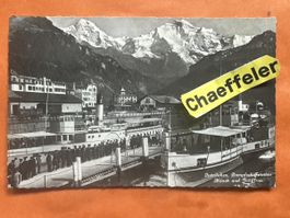 1950 Interlaken, Dampfschiffstation. Mönch und Jungfrau,