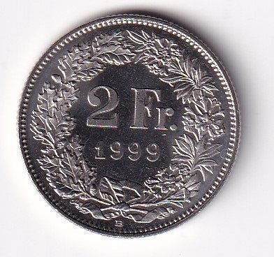 Tutti le monete: Schweiz 2 Franken 1999 fast unz – Usato da Neuchâtel venduto da karlpierrino