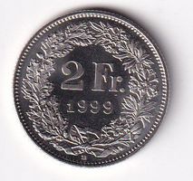 Schweiz 2 Franken 1999 fast unz