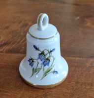 Tischglocke Porzellan mit blauen Glockenblumen & Goldränder
