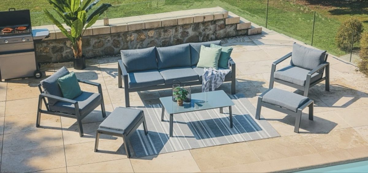 Poltrone: Moderne Gartenlounge 6-teilig: Sofa, Sessel, Tisch, 2 Hocker – Nuovo (secondo la descrizione) da Döttingen venduto da Marina_Breit 4