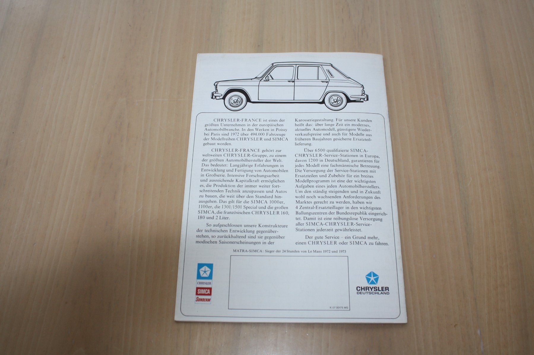 Simca Documents: Simca 1100 Prospekt 1975 – D'occasion à Wikon par erwin400 8