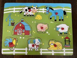 Holz-Bauernhof-Puzzle mit Bauerhoftieren