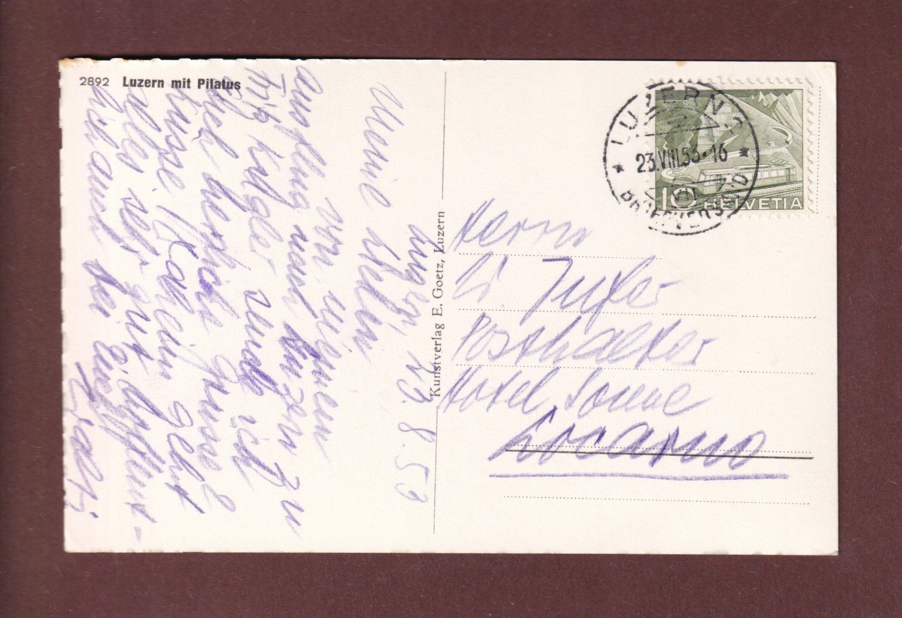 Cartoline postali: LUZERN - Schiffe - Pilatus - 1953 – Usato da Pully venduto da nicecards-shop 1