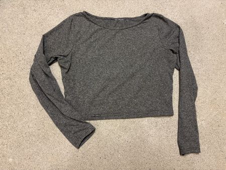 Damen Crop-Oberteil langarm grau kurz