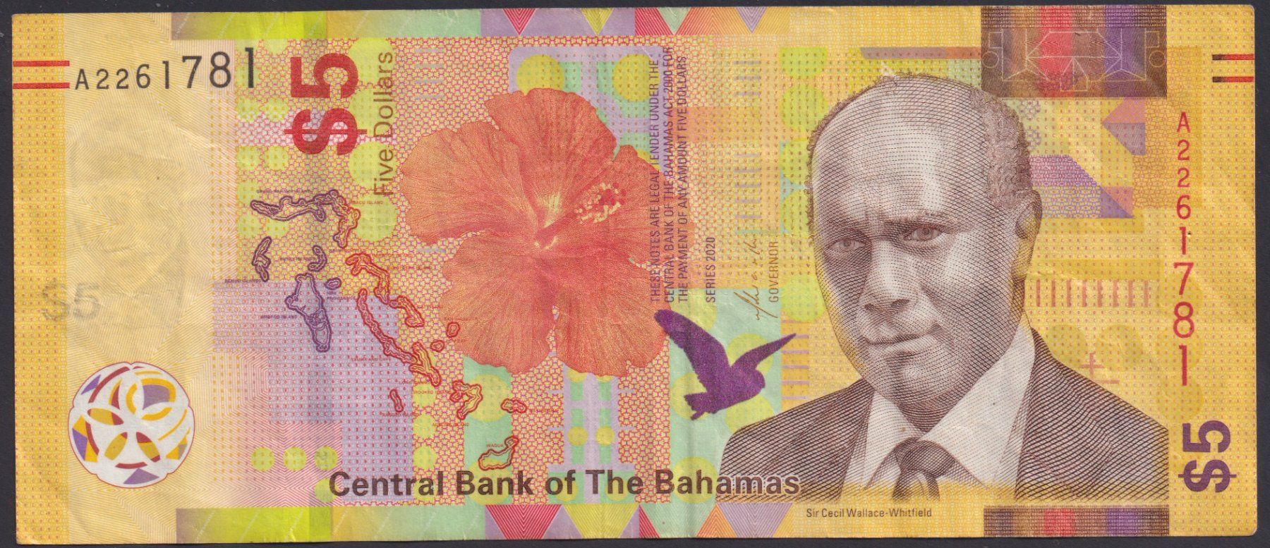 Banconote: Bahamas 5 Dollars 2020 – Usato da Brugg AG venduto da banknoten_muesli