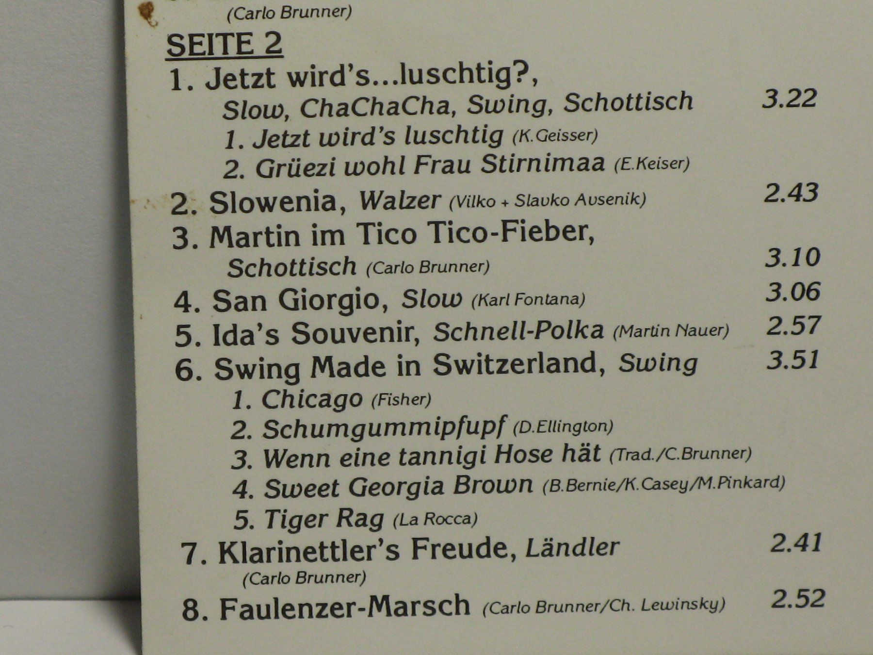 Musicassette: CARLO  BRUNNER   Super Ländler Kapelle – Usato da Langnau i. E. venduto da gf2_29jt 2