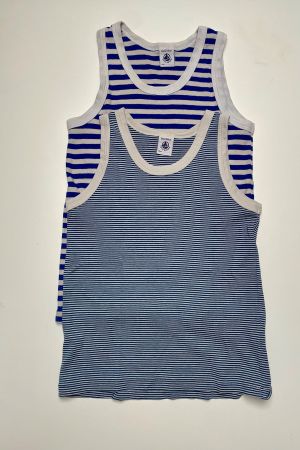 Petit Bateau Unterhemden blau gestreift, Gr. 8 ans/128