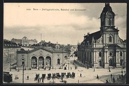 Bern, Heiliggeistkirche mit Bahnhof und 