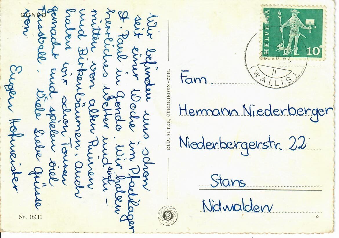 Cartoline postali: Gondo – Usato da Hochdorf venduto da Ziegel-16 1