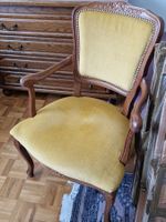 2 fauteuils velours jaune or