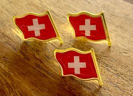 Set 3x Pin Schweiz / Schweizer Flagge Fahne