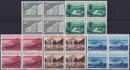 1955, Pro Patria, B71-B75 Viererblöcke postfrisch Kat: 60.-