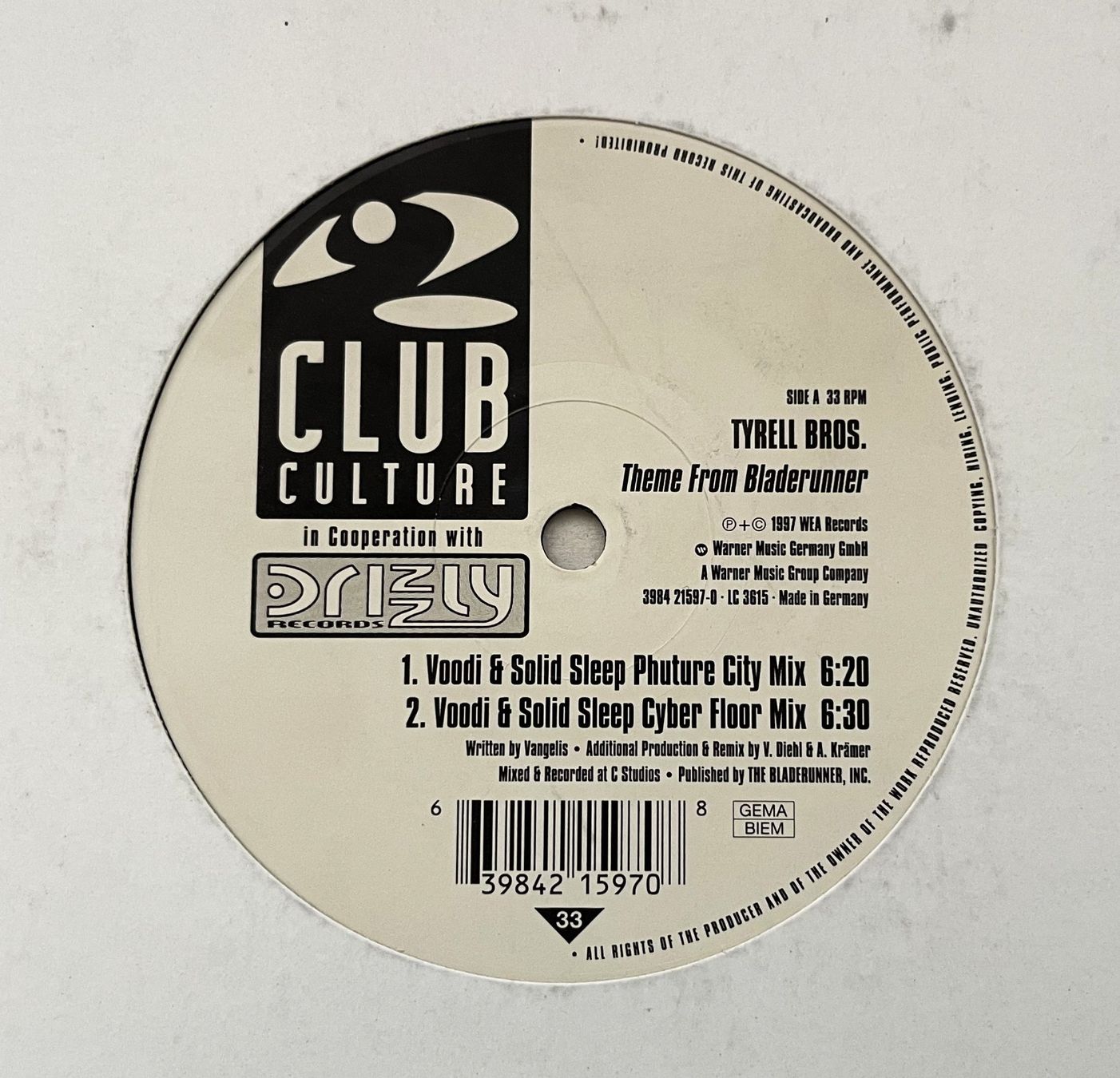 Schallplatten: Tyrell Bros. – Theme From Bladerunner (1997, Vinyl) – Gebraucht aus Oftringen von Vucki 1