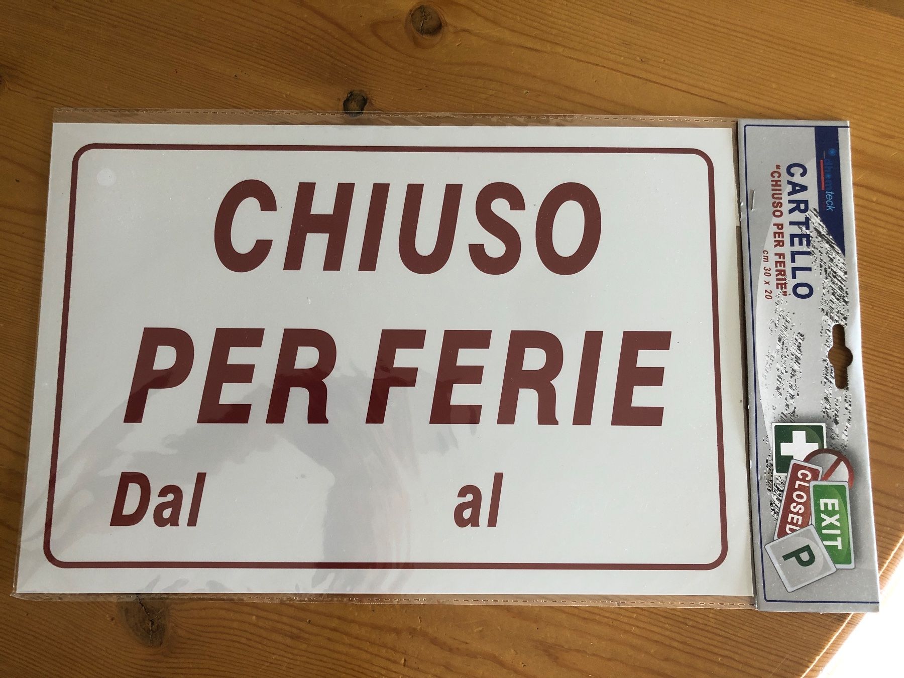 Insegne: Cartello "Chiuso Per Ferie" 30x20cm neu – Nuovo e nell'imballaggio originale da Bellinzona venduto da eri_5kqz