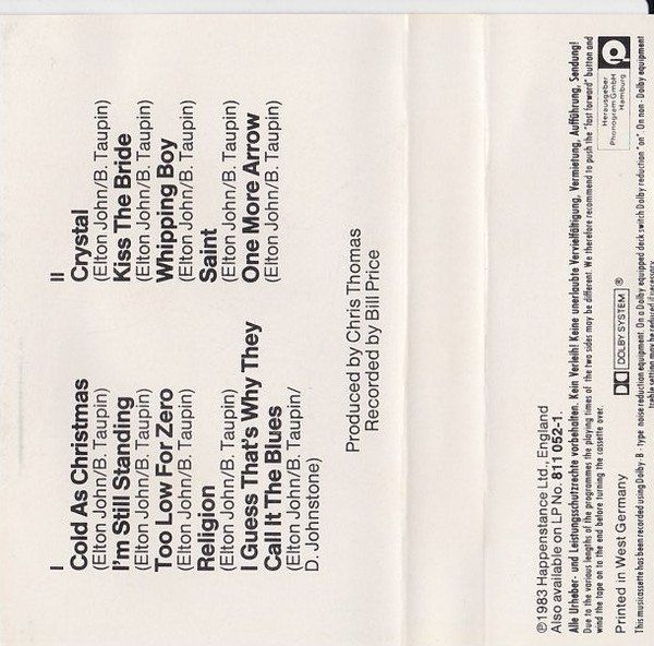 Musicassette: CASSETTE E. JOHN - POP - ATTENTION !!! PAS COMME SUR PHOTO!! – Usato da PORRENTRTUY venduto da RABAIS_SPORT 1