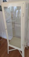 Cream Display Cabinet with Glass Doors and Shelves