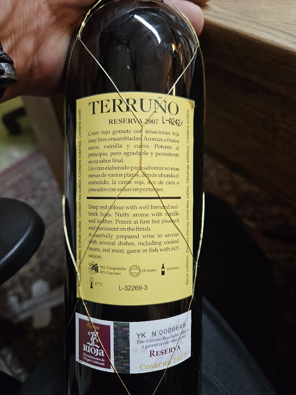 Bevande alcoliche: 4 Flaschen Rotwein Reserva 2007 Terruno   – Nuovo (secondo la descrizione) da Rorschach venduto da TimelessTrading 2